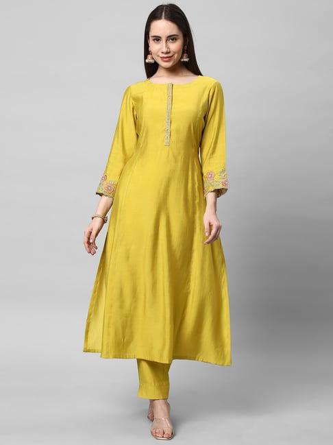 kami kubi lime green a line kurta