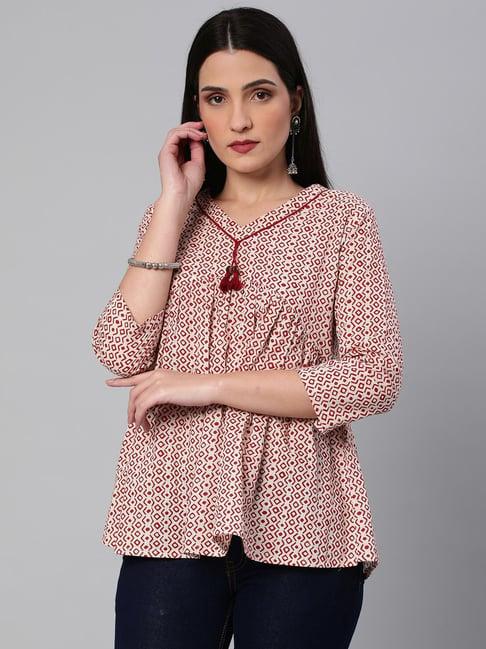 kami kubi maroon cotton printed tunic