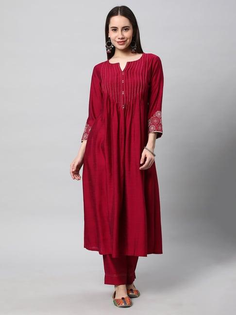 kami kubi pink embellished a line kurta