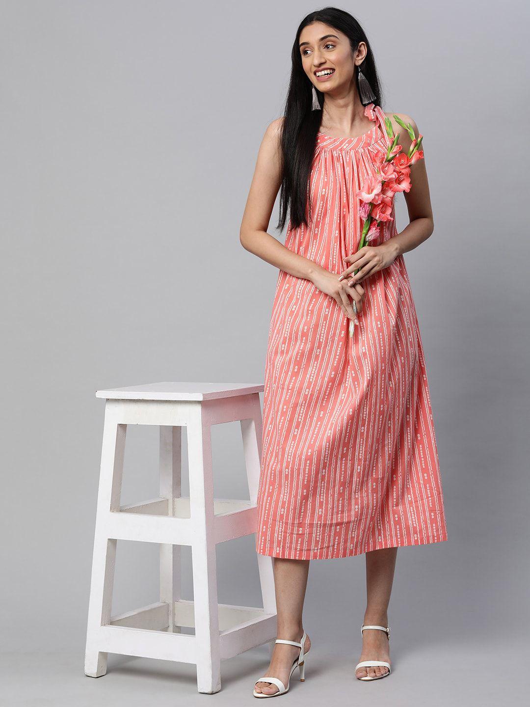 kami kubi striped a-line midi dress