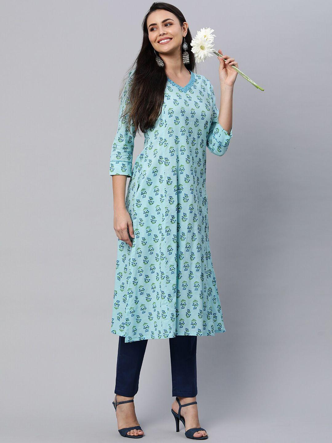 kami kubi women ethnic motifs printed floral pure cotton kurta