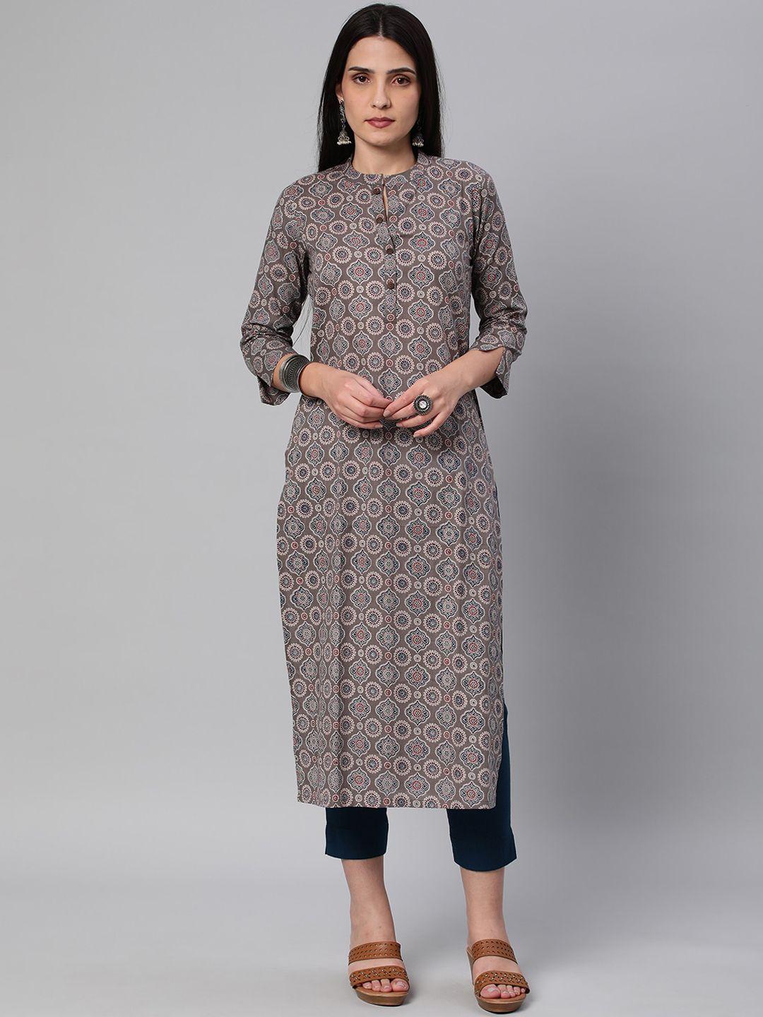 kami kubi women ethnic motifs striped indie prints pure cotton kurta