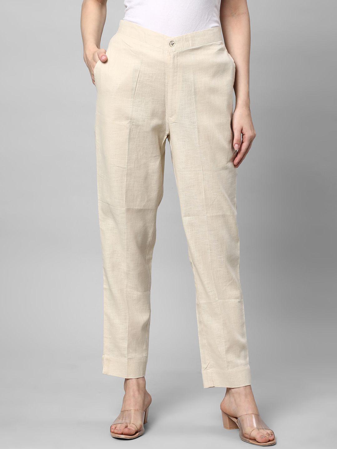 kami kubi women straight fit cotton linen trousers