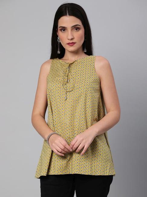 kami kubi yellow cotton printed tunic