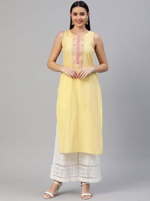 kami kubi yellow straight kurta