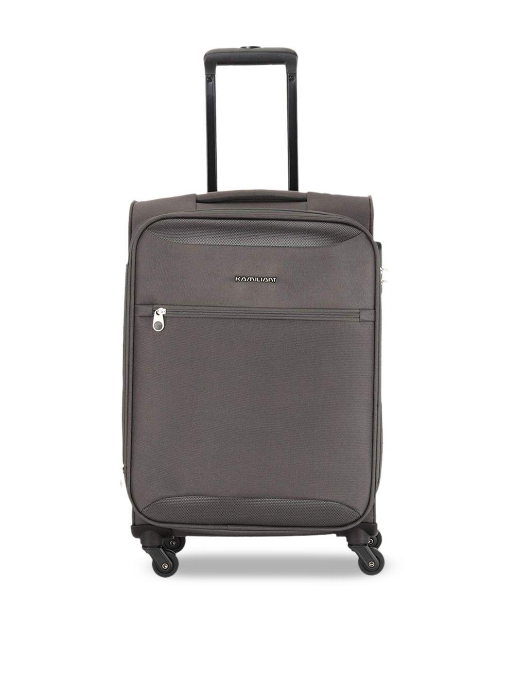 kamiliant grey solid soft sided cabin trolley suitcase