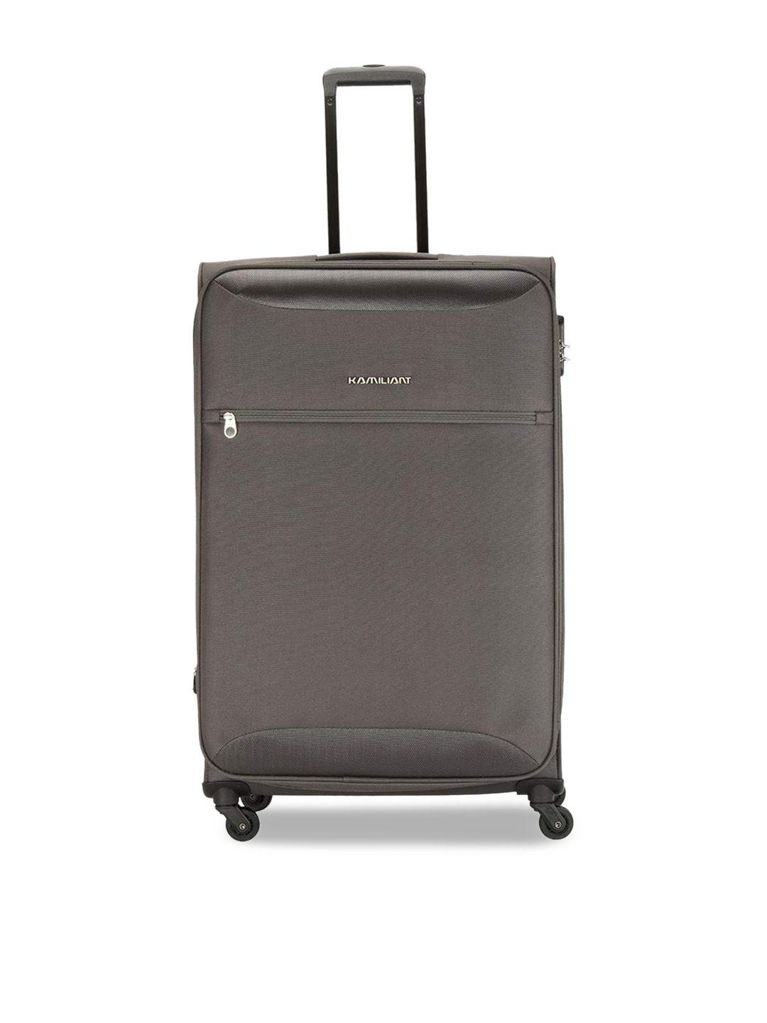 kamiliant grey solid soft sided large trolley suitcase