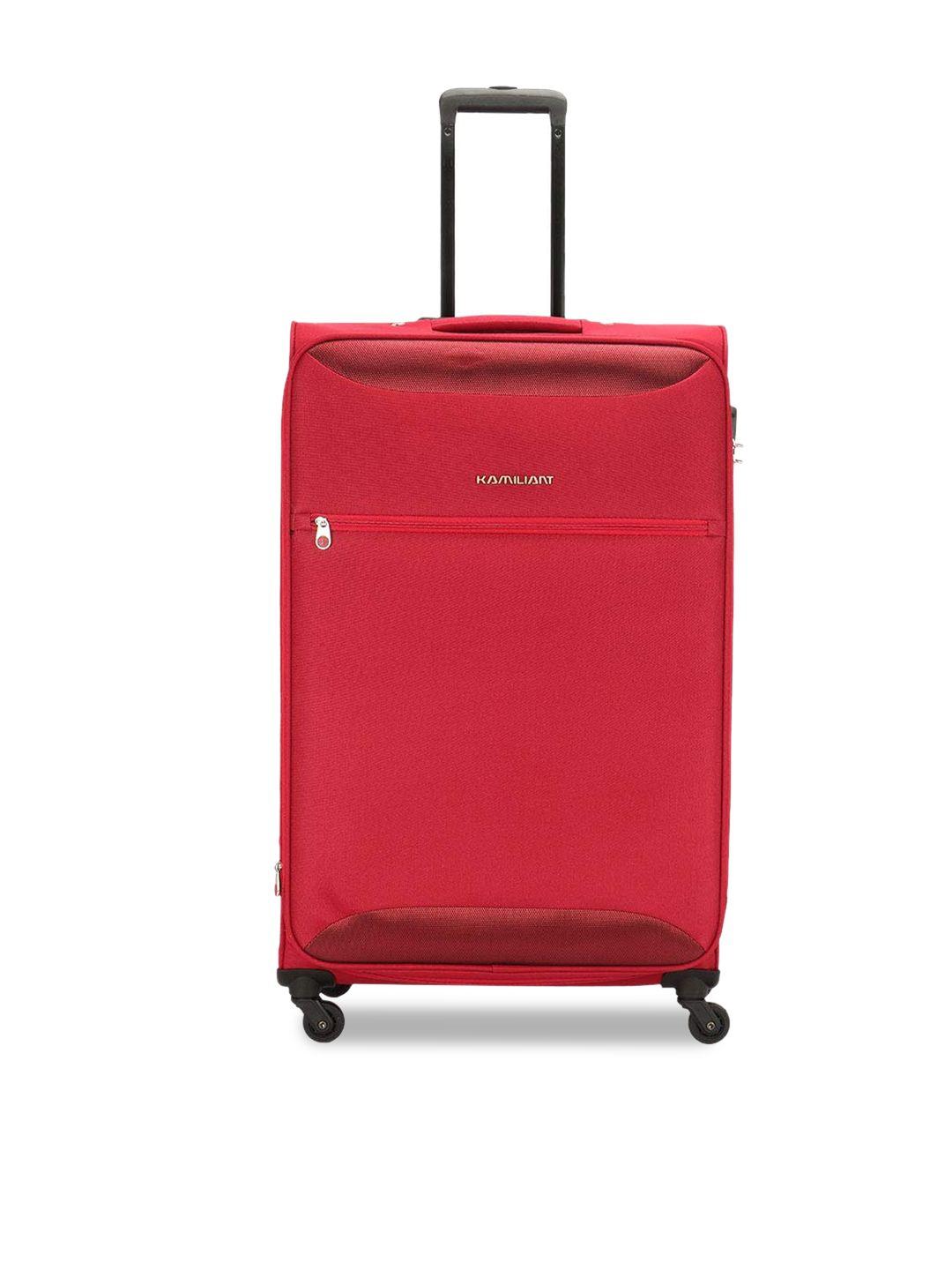 kamiliant maroon solid soft sided large trolley suitcase