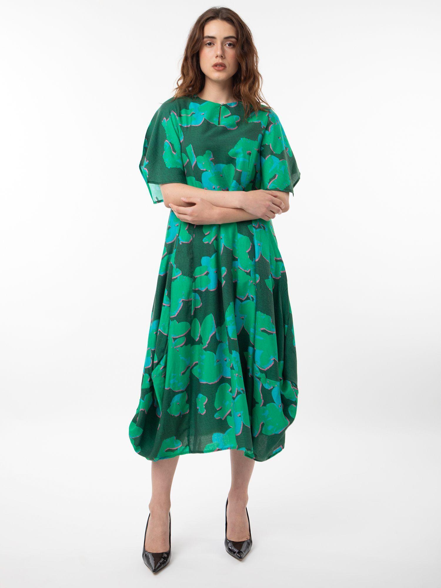 kanda botanical print asymmetric dress