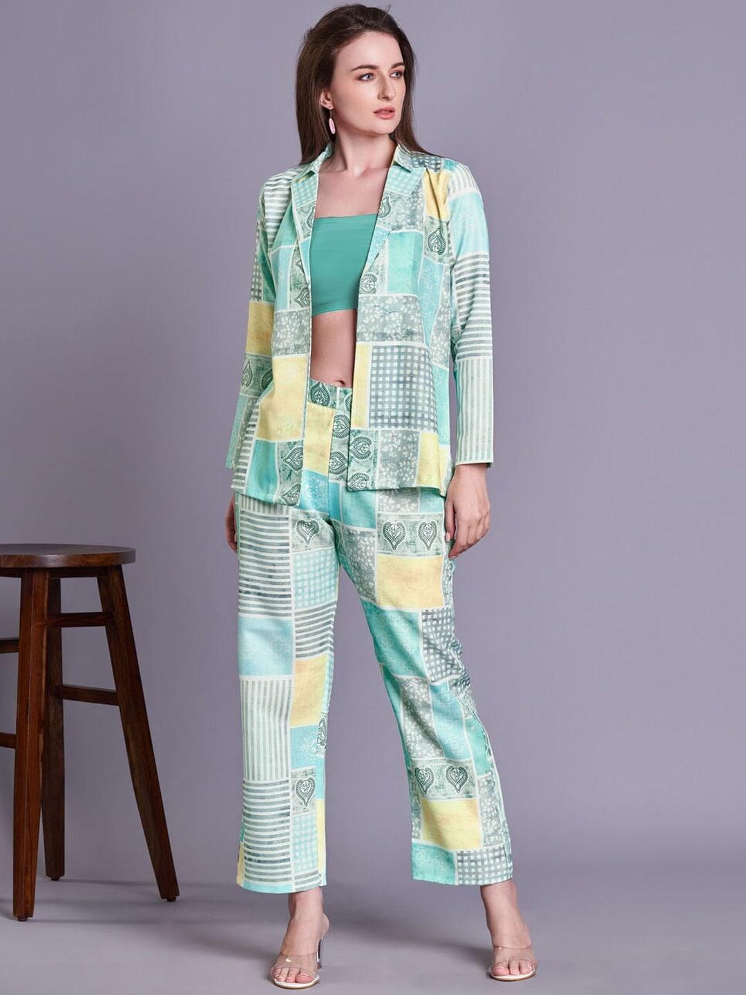 kandora printed top with trouser & jacket co-ords