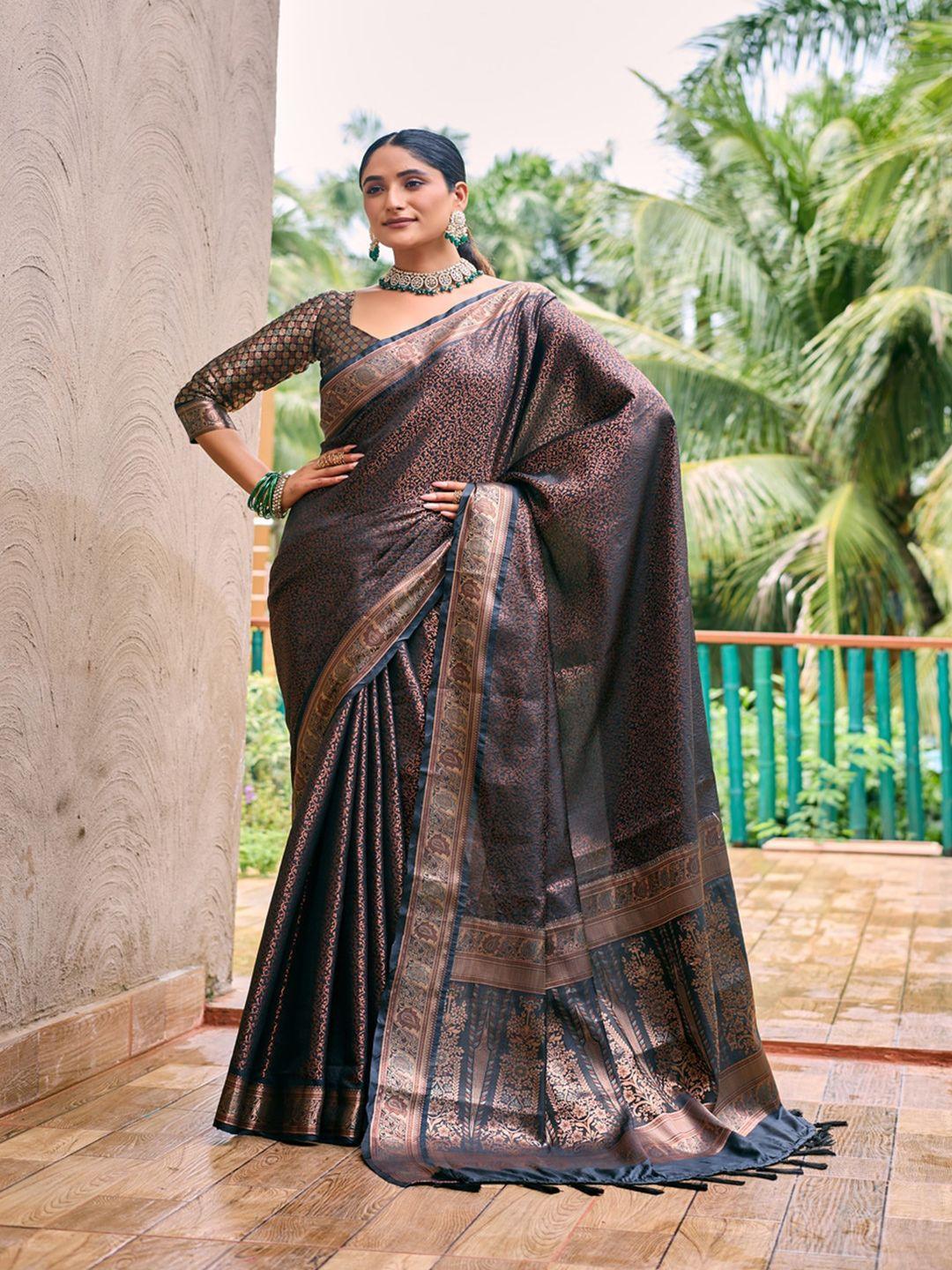 kandora ethnic motifs woven design zari banarasi saree