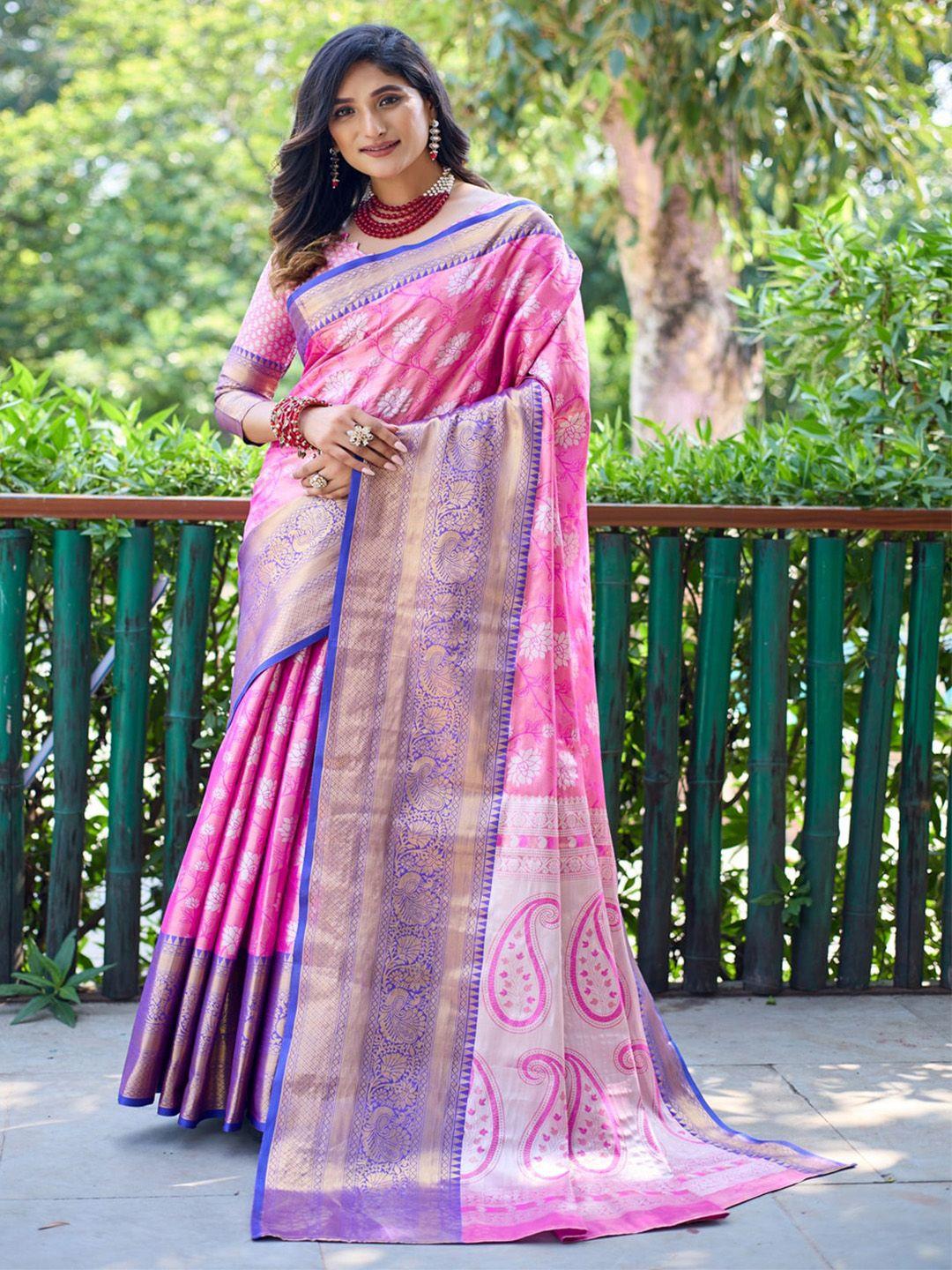 kandora ethnic motifs woven design zari tissue banarasi saree