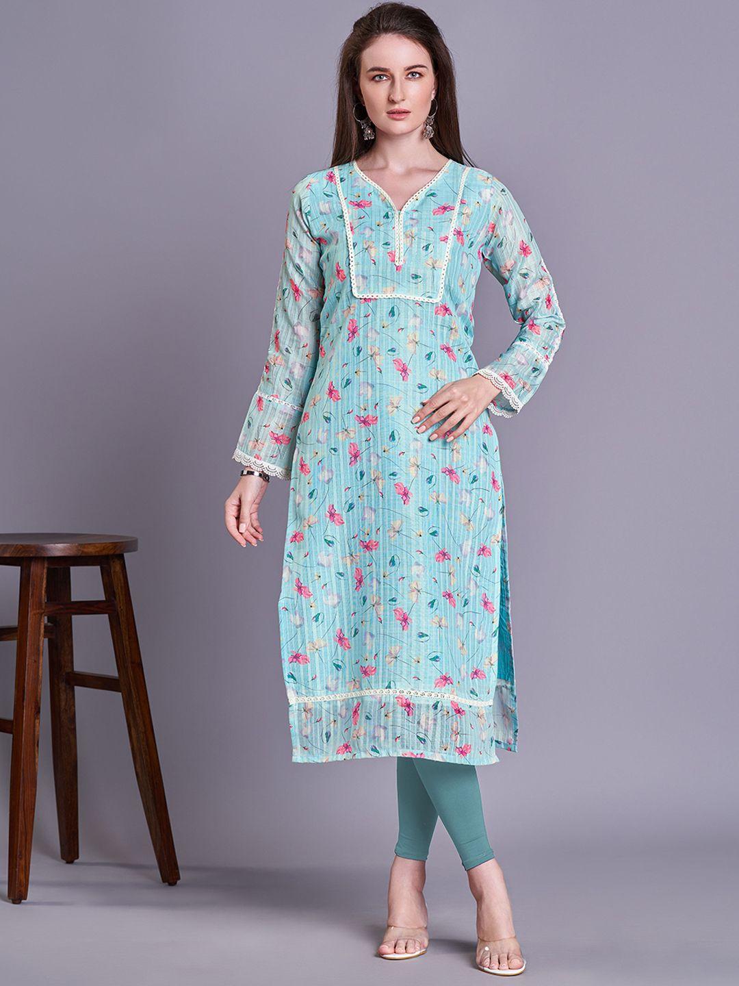 kandora women floral printed thread work kurta