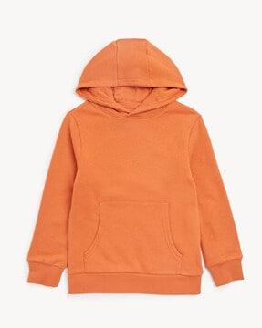 kangaroo pocket ribbed hems hoodie