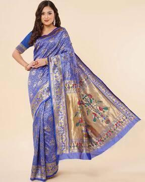 kanjeevaram saree with floral woven motifs