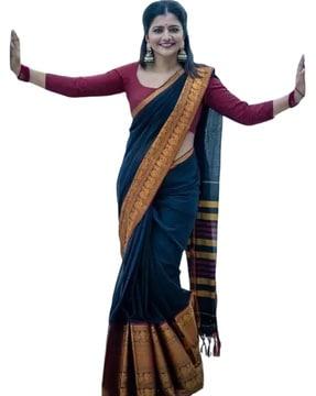 kanjeevaram silk saree with contrast border