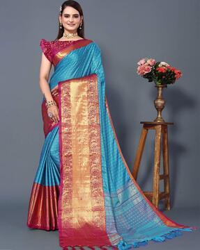 kanjeevaram silk saree with contrast border