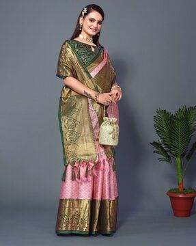 kanjeevaram silk saree with contrast border