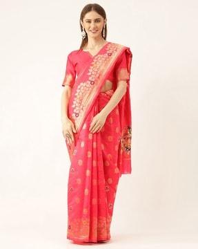 kanjeevaram silk saree with floral woven motifs