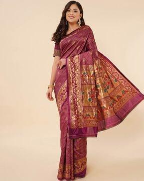 kanjeevaram silk saree with woven motifs