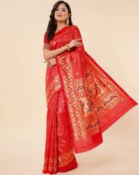 kanjeevaram silk saree with woven motifs