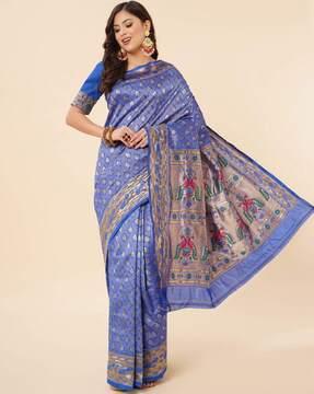 kanjeevaram silk saree with woven motifs