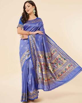 kanjeevaram silk saree with woven motifs