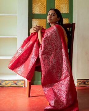 kanjeevaram silk saree with woven motifs