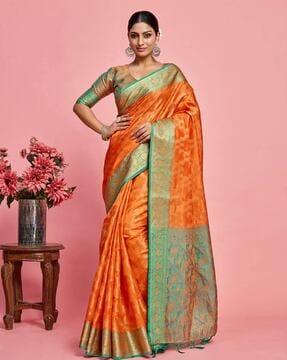 kanjeevaram silk saree with zari border