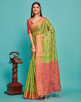 kanjeevaram silk saree with zari border