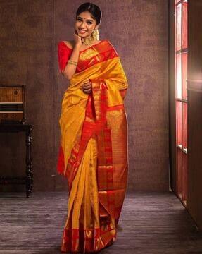 kanjeevaram woven saree with zari border