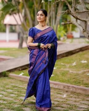 kanjeevaram woven saree with zari border