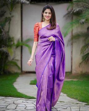 kanjivaram banarasi silk saree with blouse piece