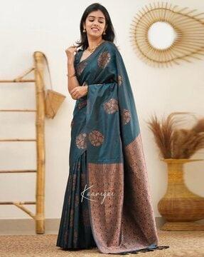 kanjivaram soft silk saree with blouse piece