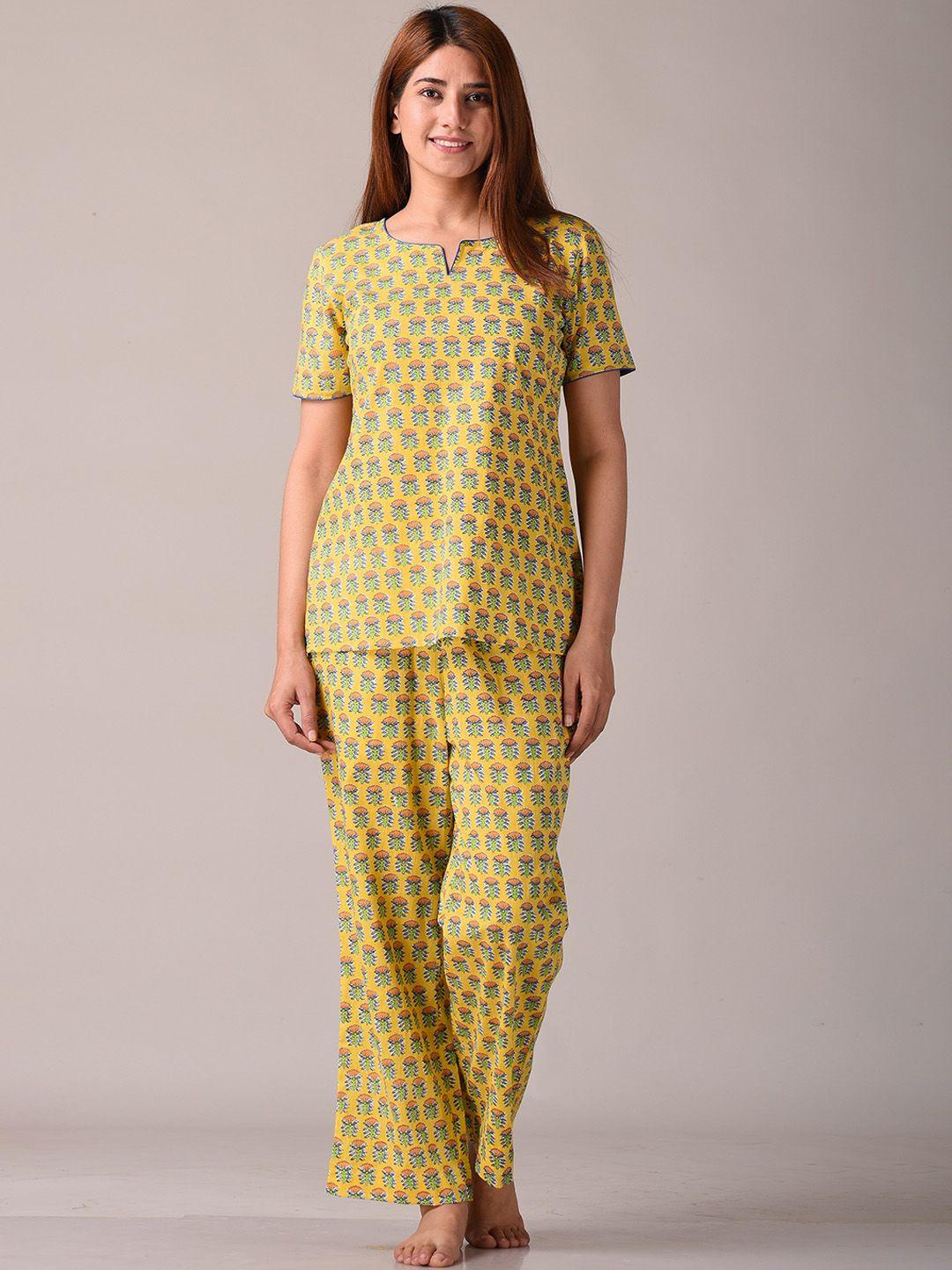 kannahi-women-floral-print-pure-cotton-pyjama-set