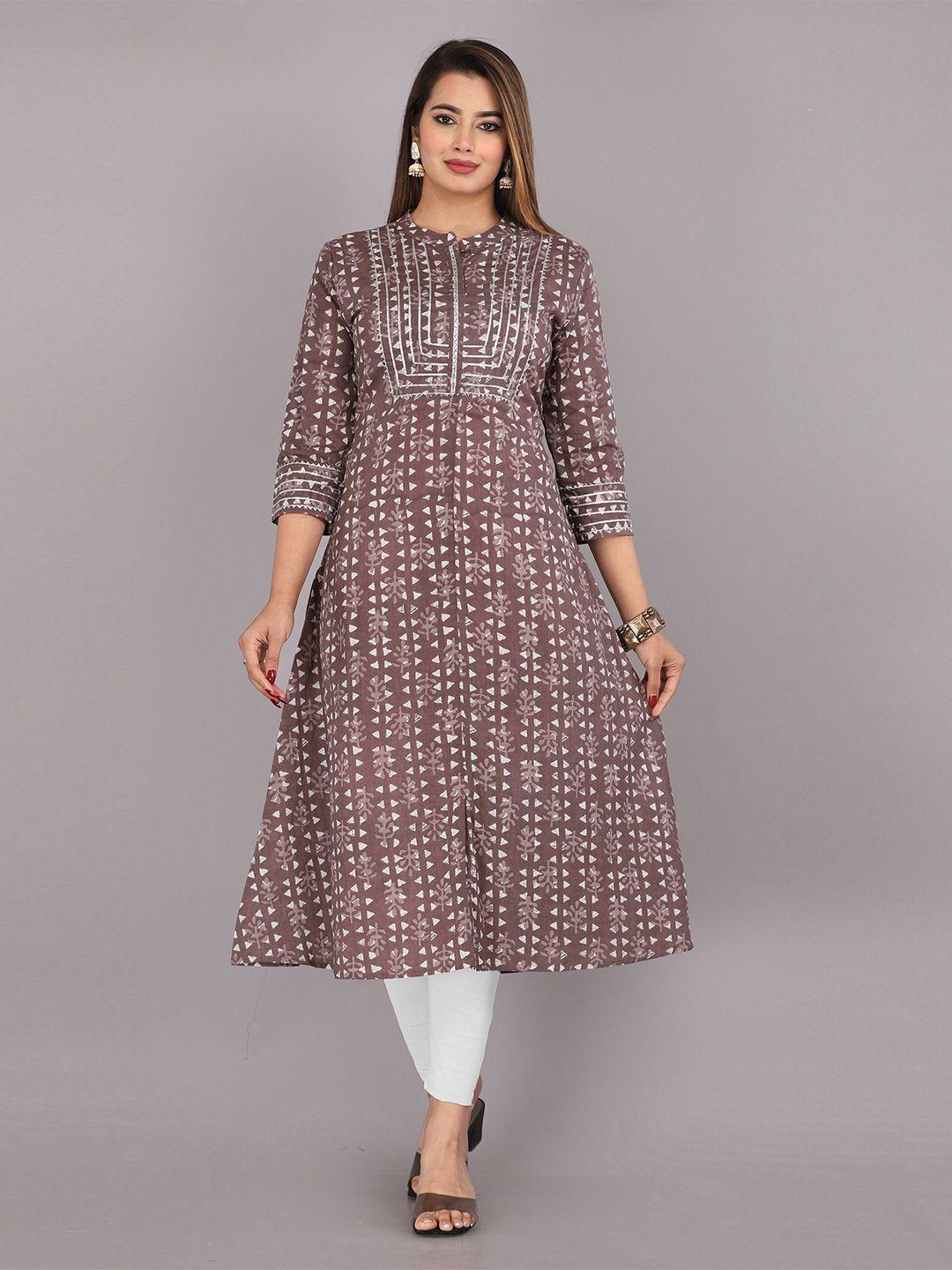 kannahi ethnic motif printed pure cotton a-line kurta