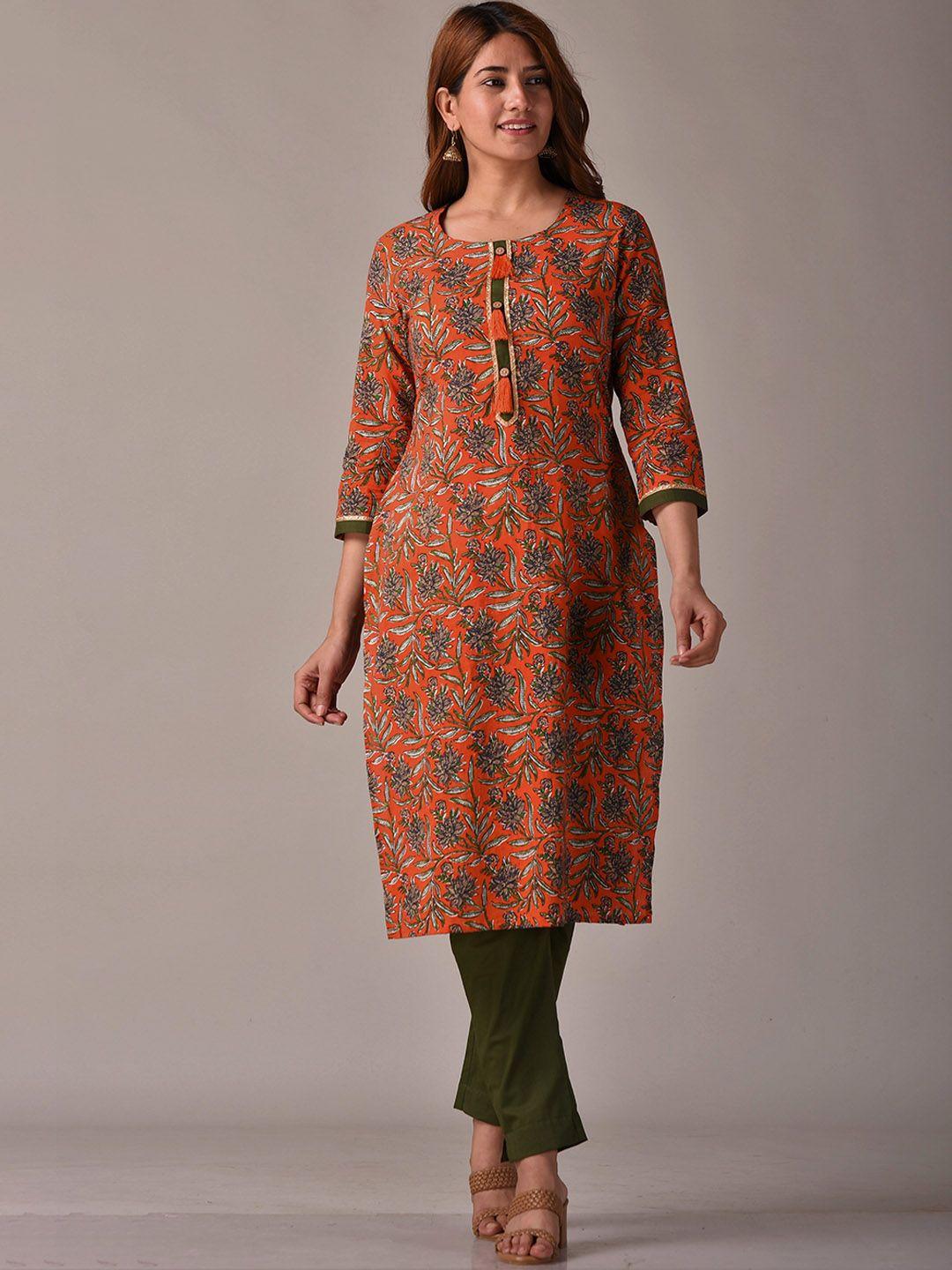 kannahi women floral printed cotton kurta