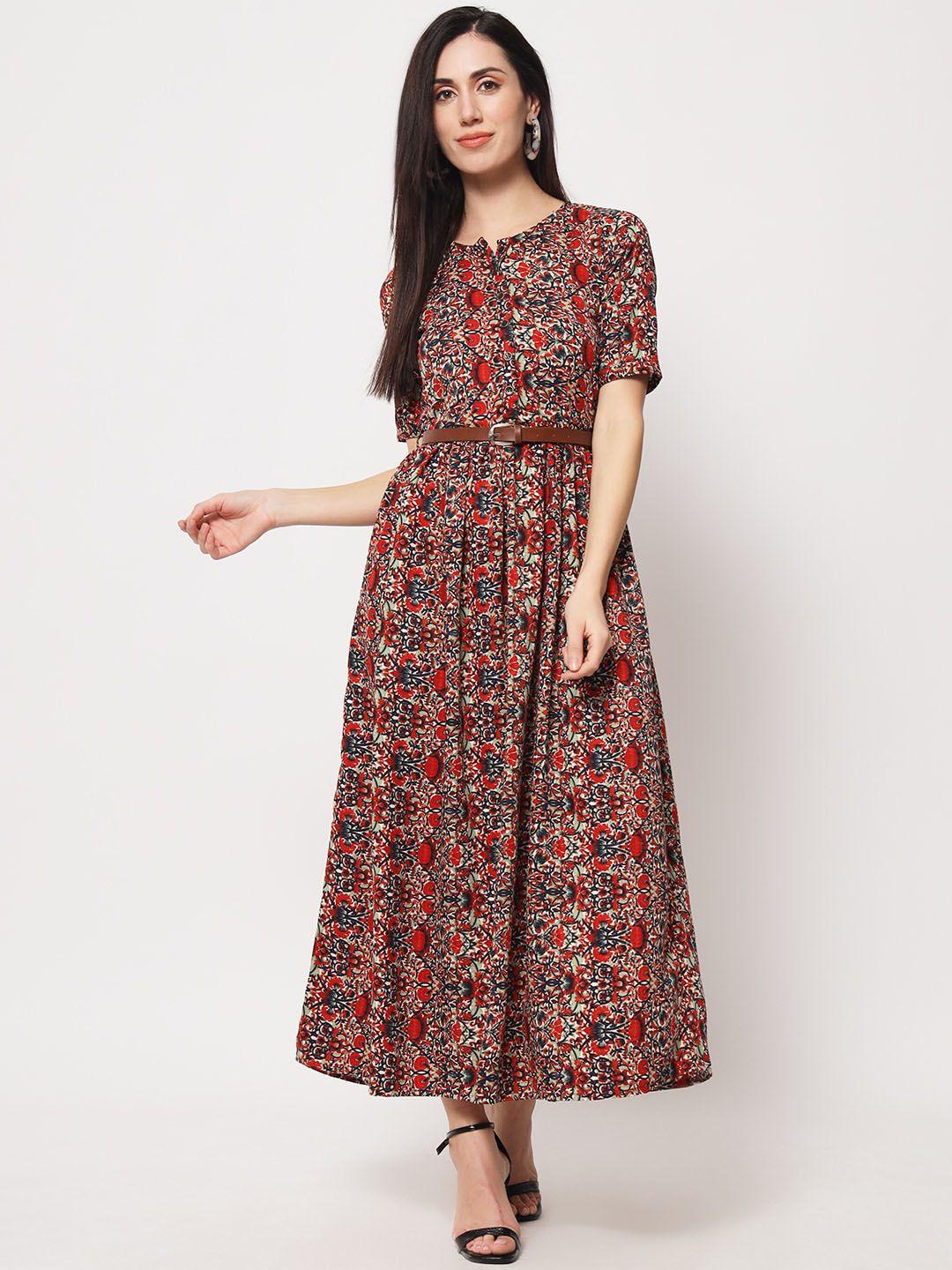 kannan floral printed maxi maxi fit & flare dress