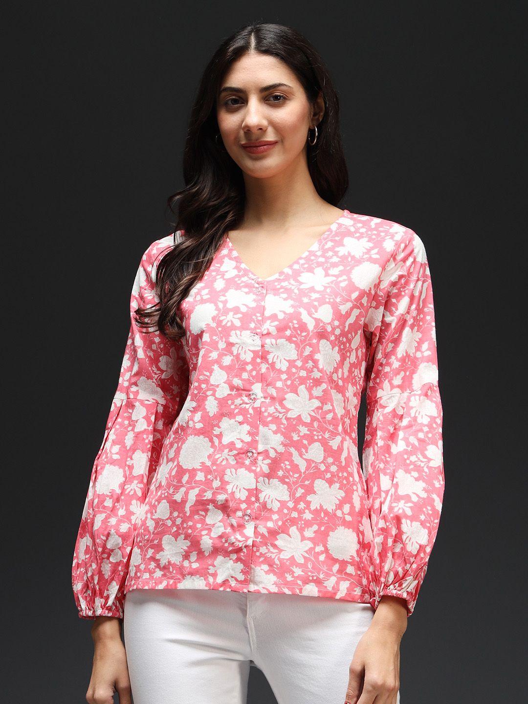 kannan floral printed puff sleeves pure cotton regular top