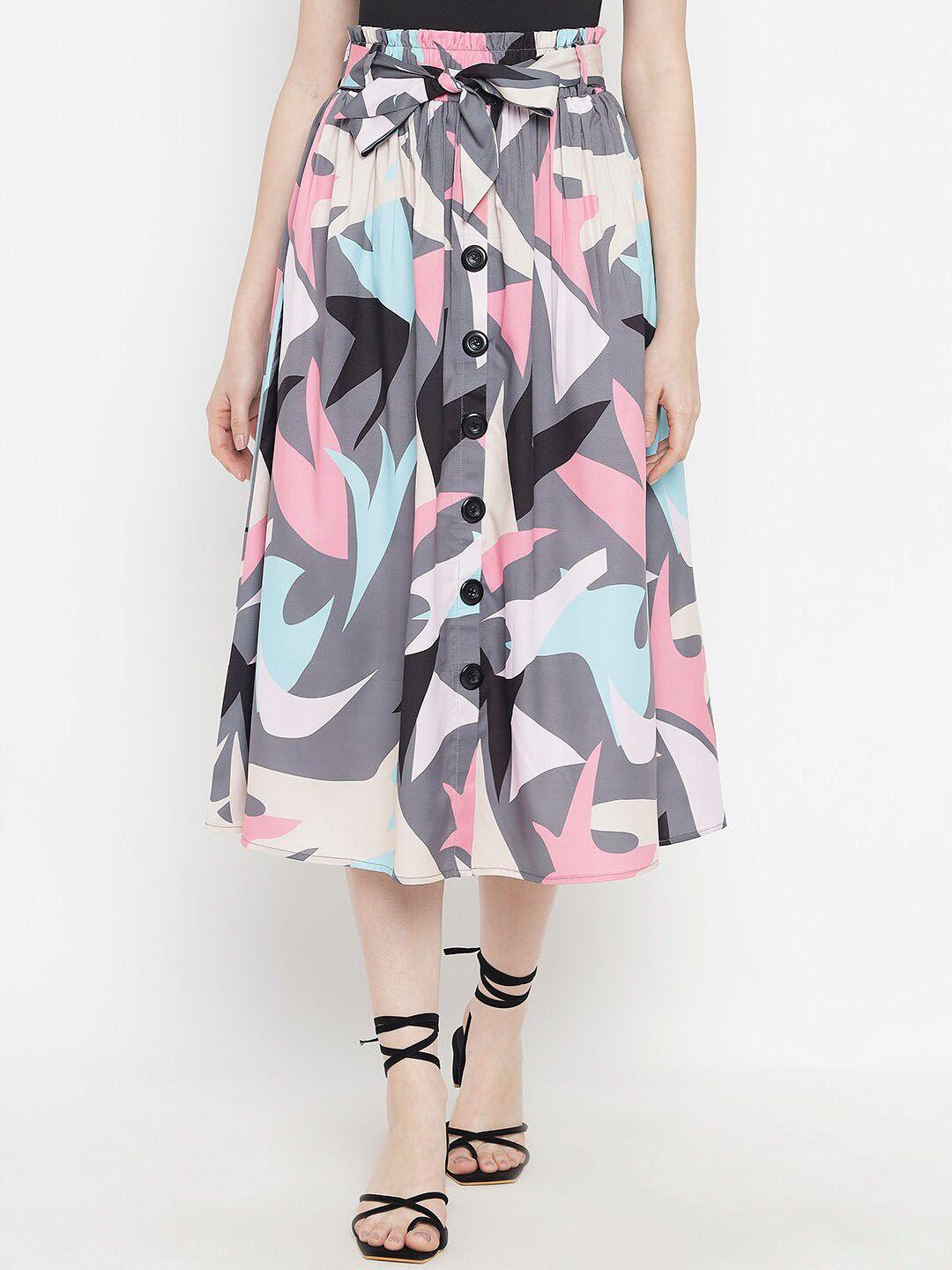 kannan printed a-line midi skirt