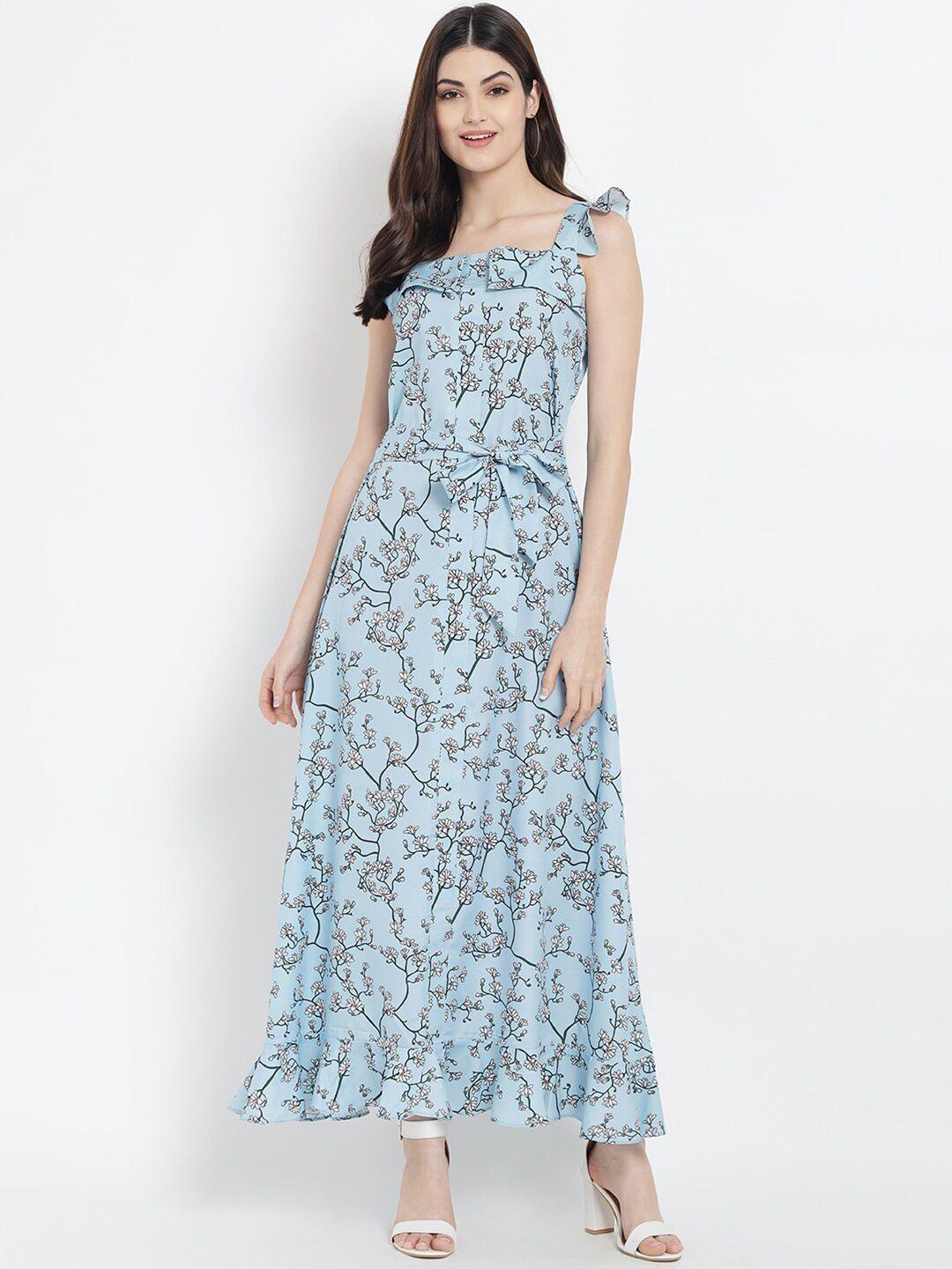 kannan women blue blue floral printed crepe maxi dress