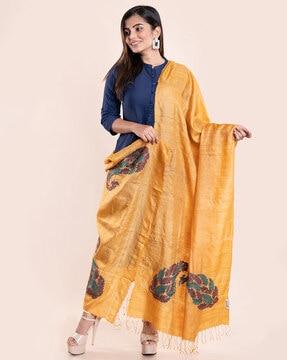 kantha stitch silk dupatta