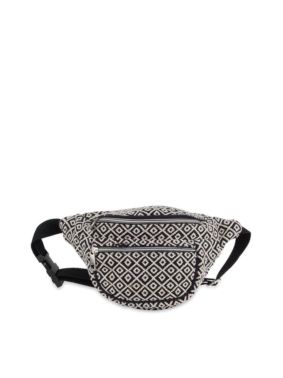 kanvas katha black & off-white waist pouch