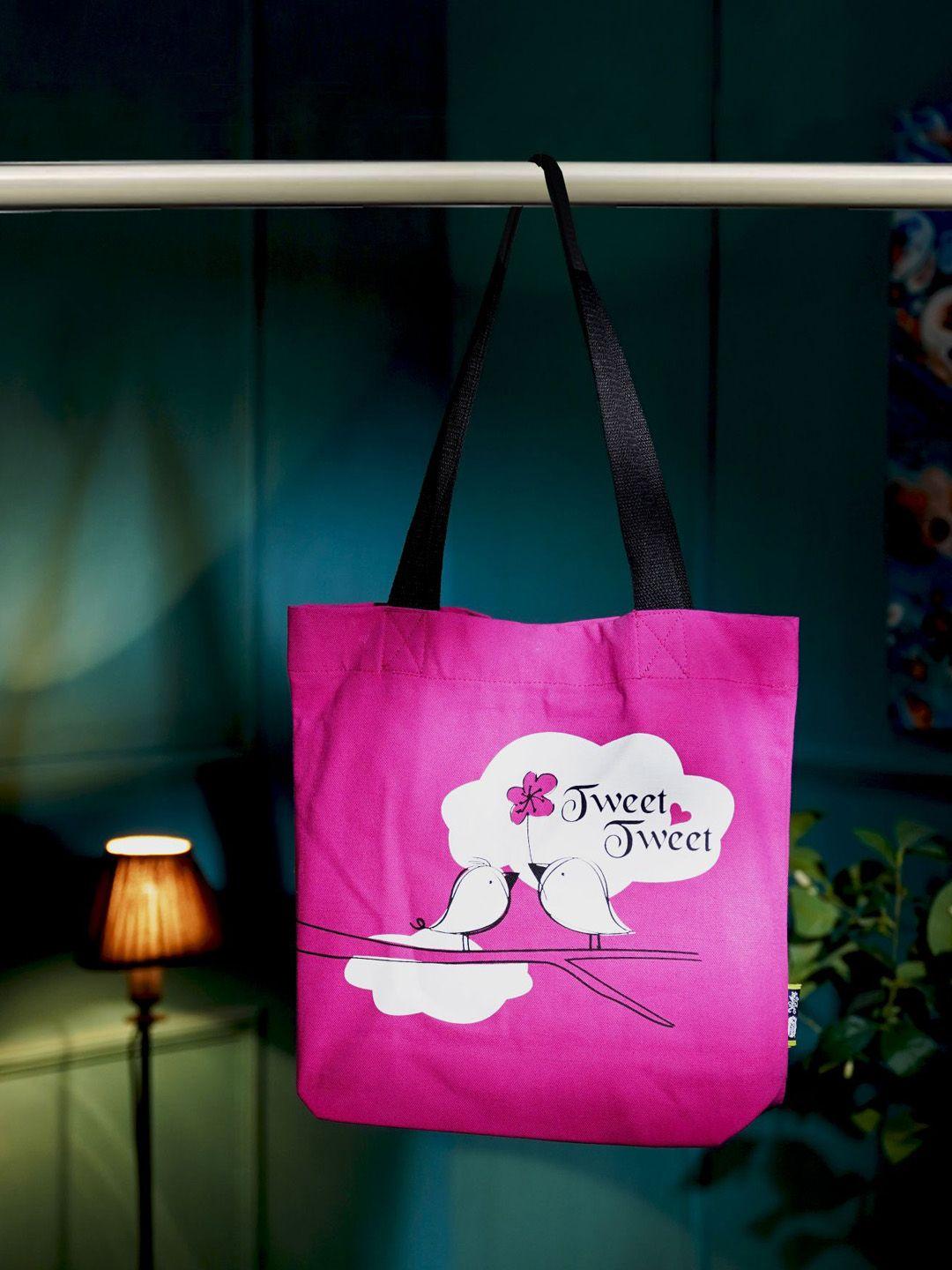 kanvas katha pink shopper tote bag with tasselled