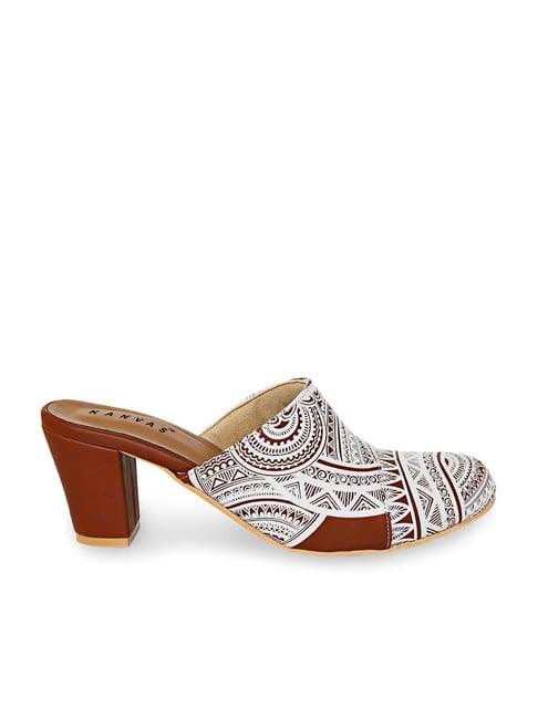 kanvas women's enchanteur white & tan mule shoes