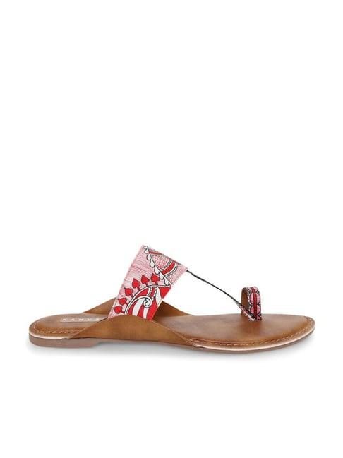 kanvas women's kalamkari peach toe ring sandals