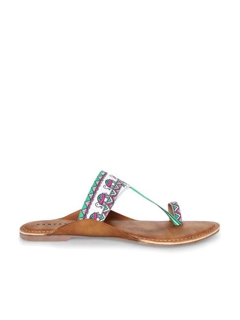 kanvas women's madhubani multicoloured toe ring sandals