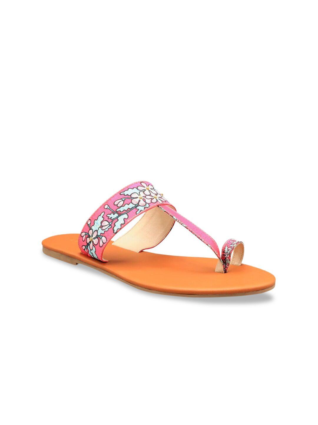 kanvas women pink one toe flats