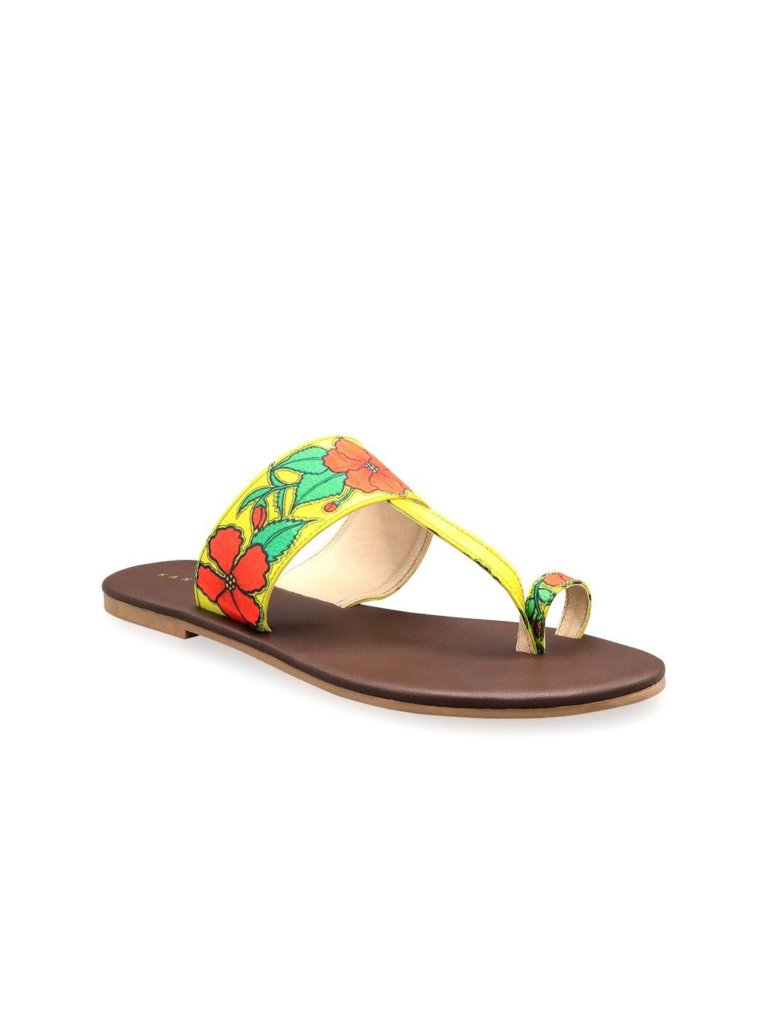 kanvas women printed no back strap one toe flats