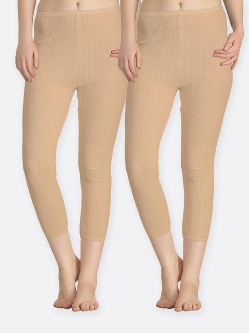 kanvin beige thermal tights (pack of 2)